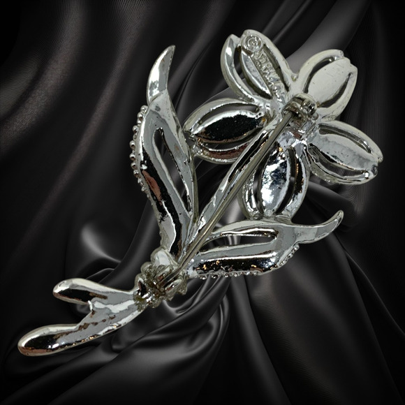 Vintage Sarah Coventry Modernist Stylized Flower Shaped Brooch Pin Silver Tone - Picture 2 of 4